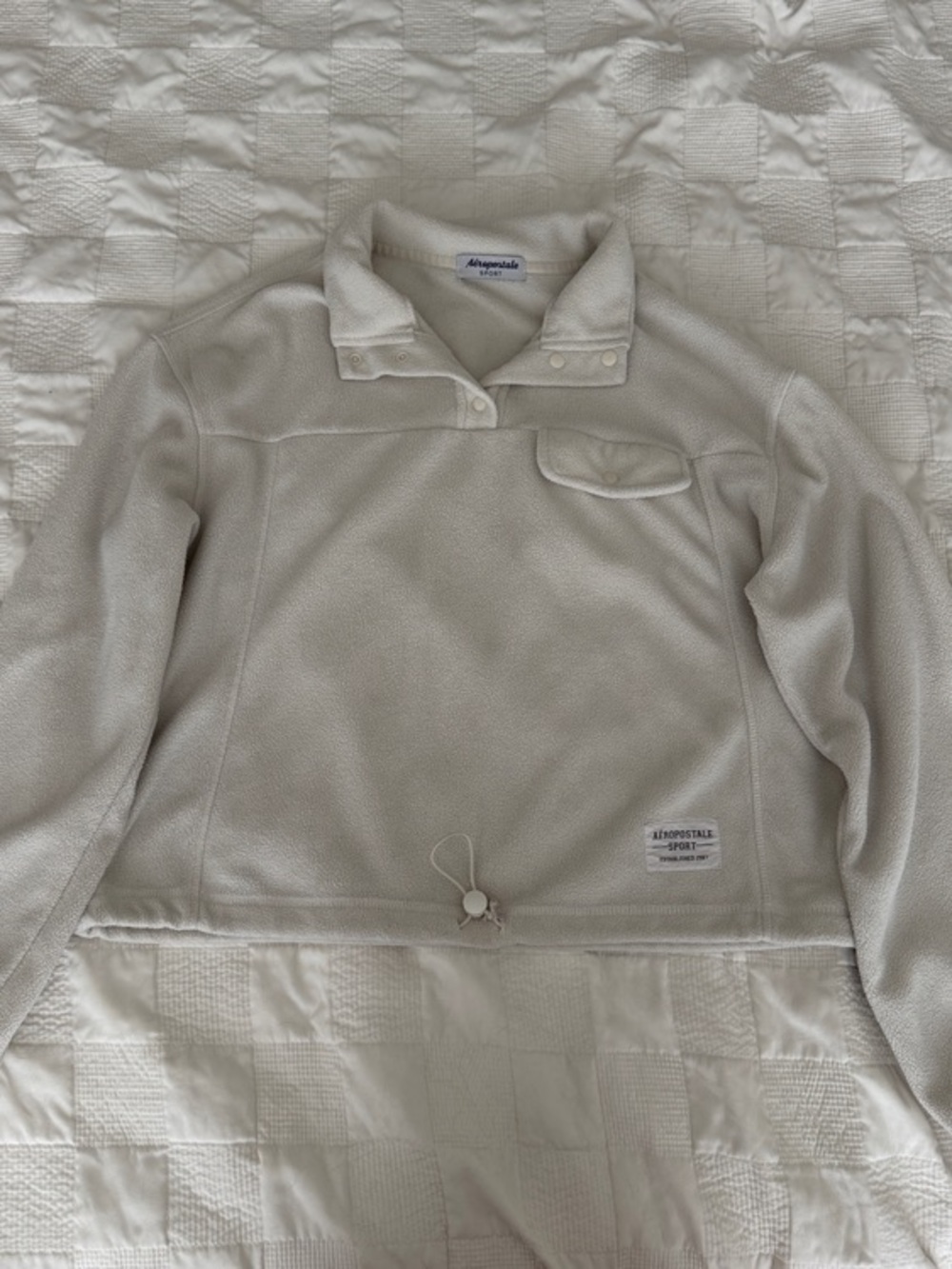 Aeropostale Sport Cream Snap-Front Fleece Pullover